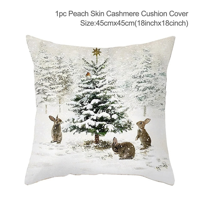 Christmas Elk Tree Cushion Cover