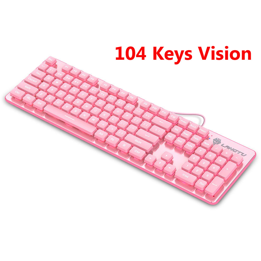 Cute Pink Wired Keyboard and Mouse Set