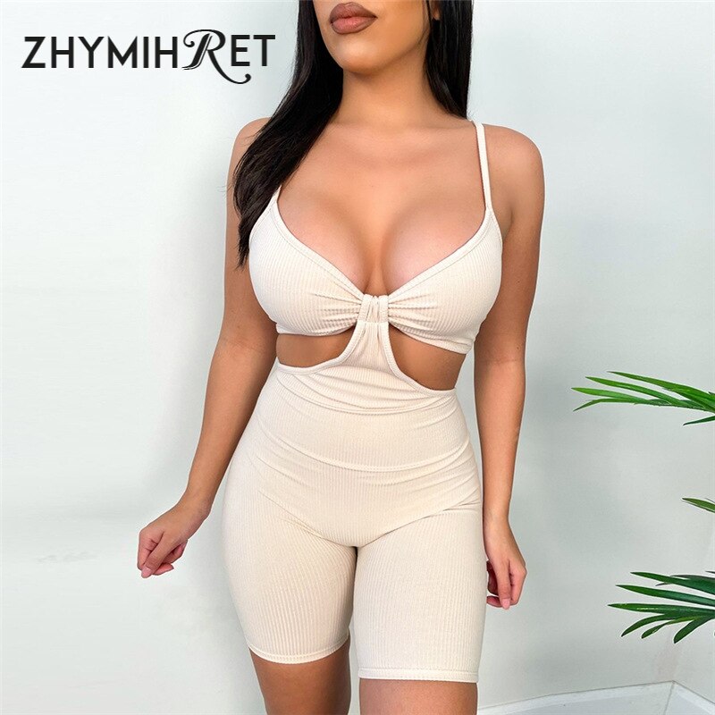 Hollow Out Spaghetti Strap Bodysuits